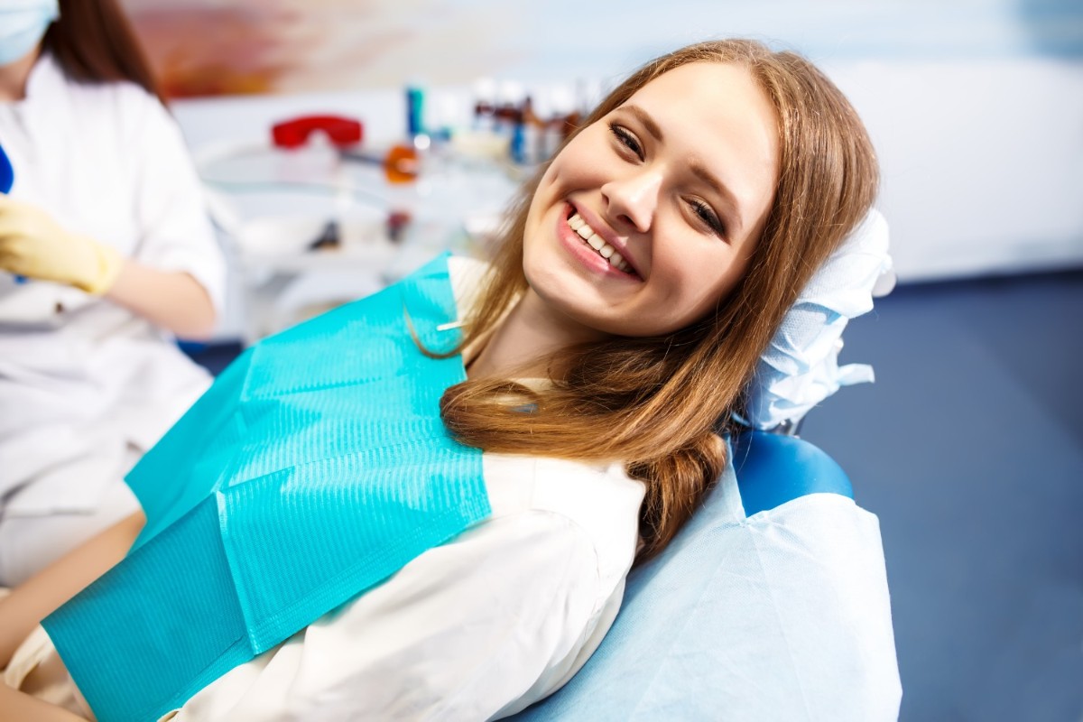 Girl at dentist's office