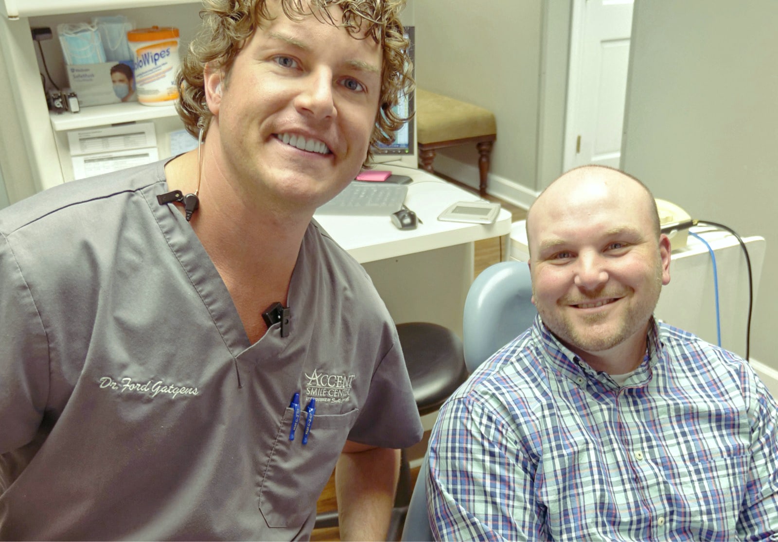 dr. gatgens and patient smiling
